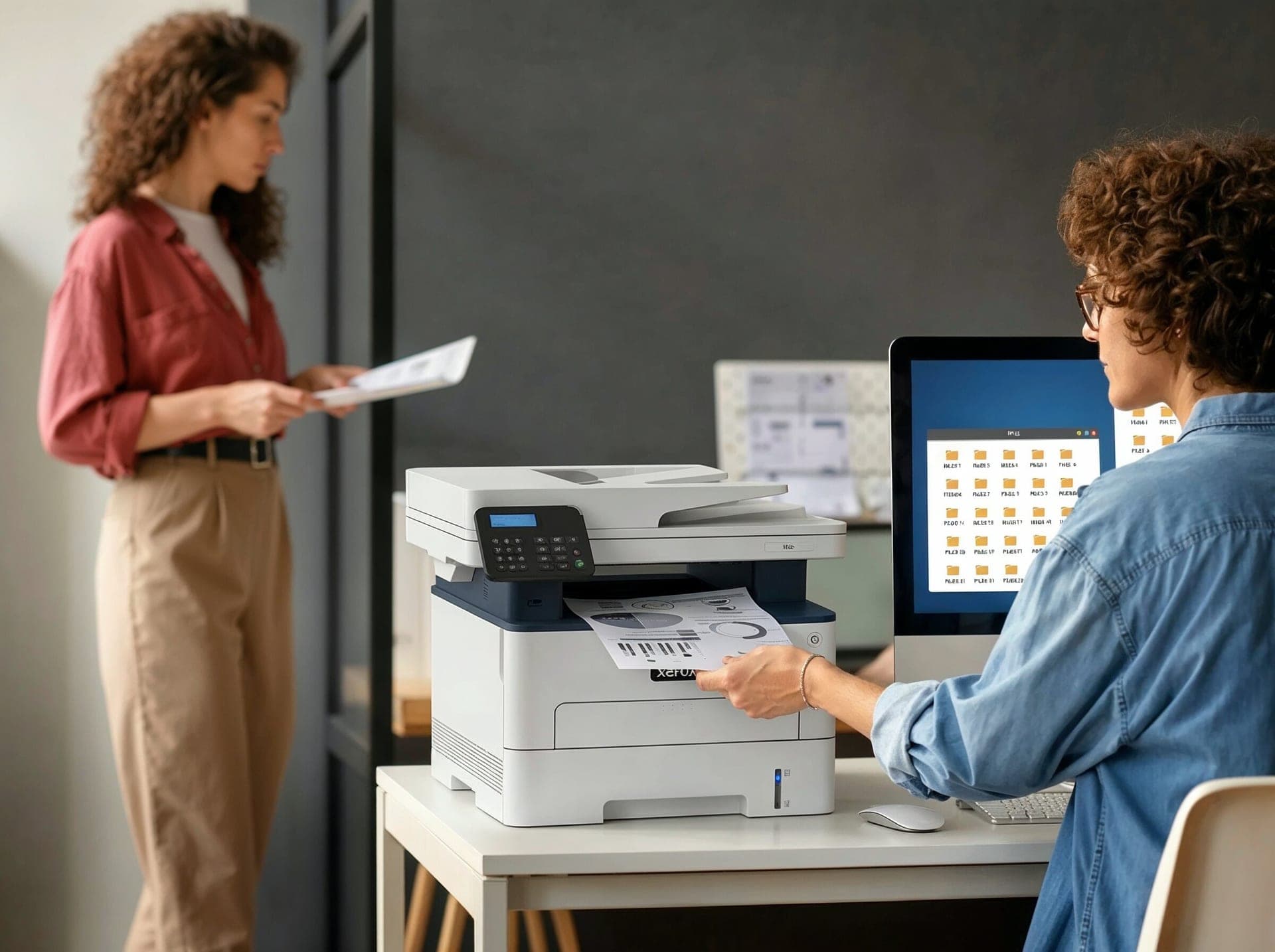 Multifuncțional Xerox VersaLink folosit într-un mediu de birou